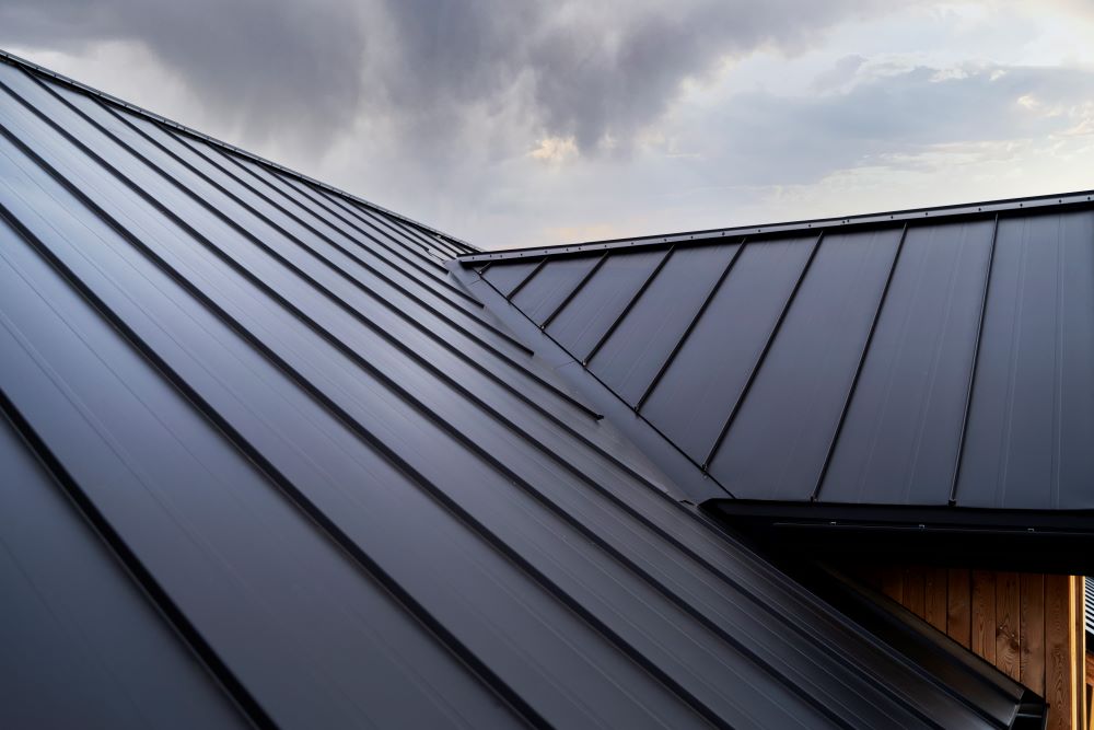 low angle modern house metal roof