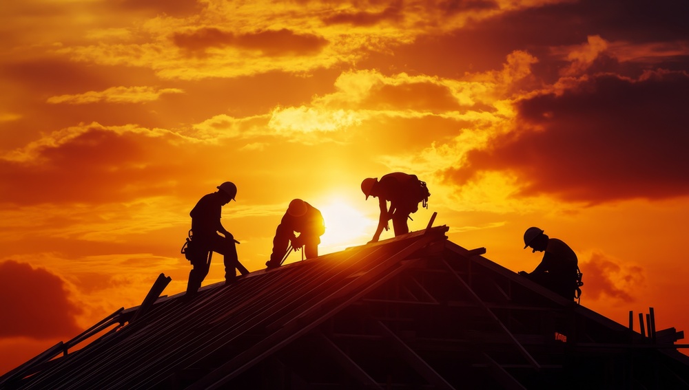 Sunset Roofers Constructing House Frame