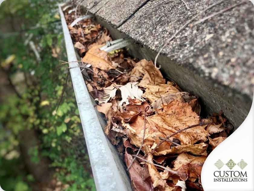 gutter with leaf