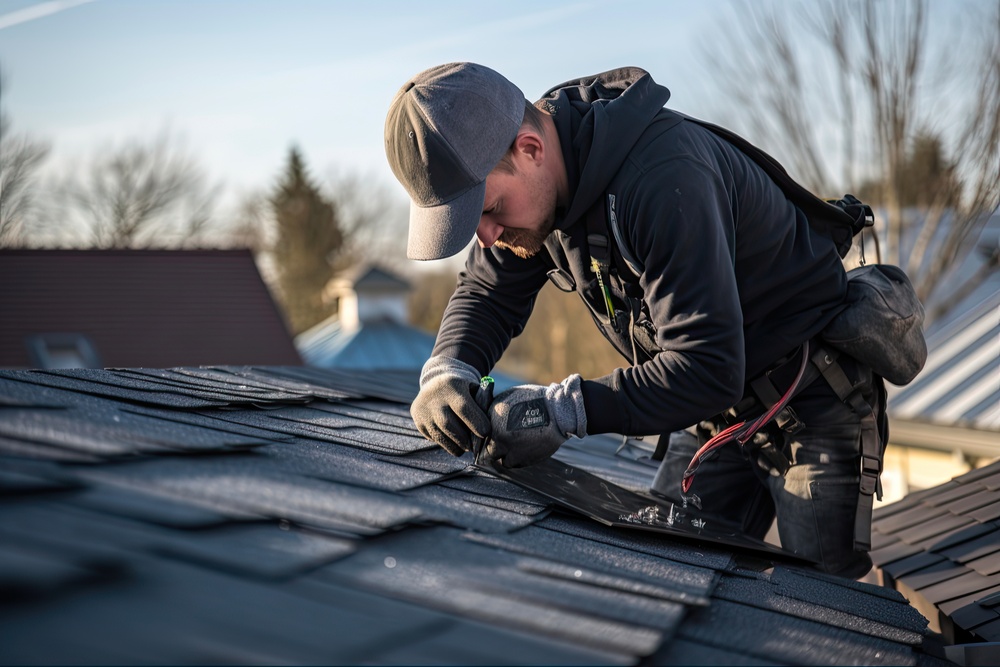 Roofer Installing Asphalt Shingles