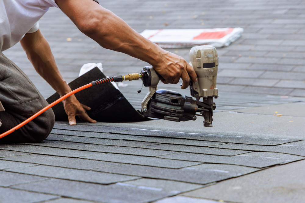 nail gun used by roofer
