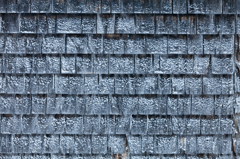 Cedar Shingles with Snow during a cold Winter Day